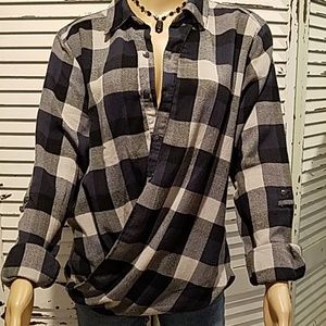 BlanK NYC Plaid Crisscross Button-up Shirt